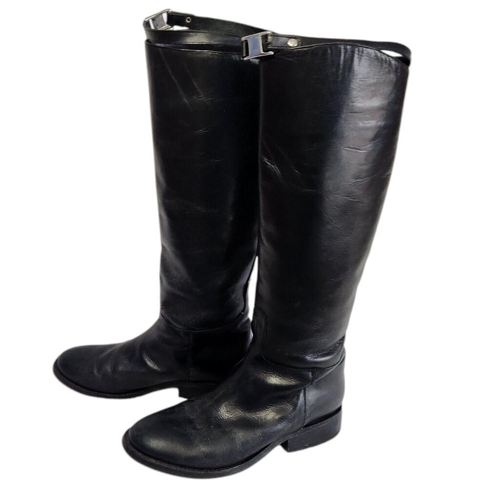 Tony Mora Leather Knee High Riding Boots Womens Size 36 Black Made in Spain